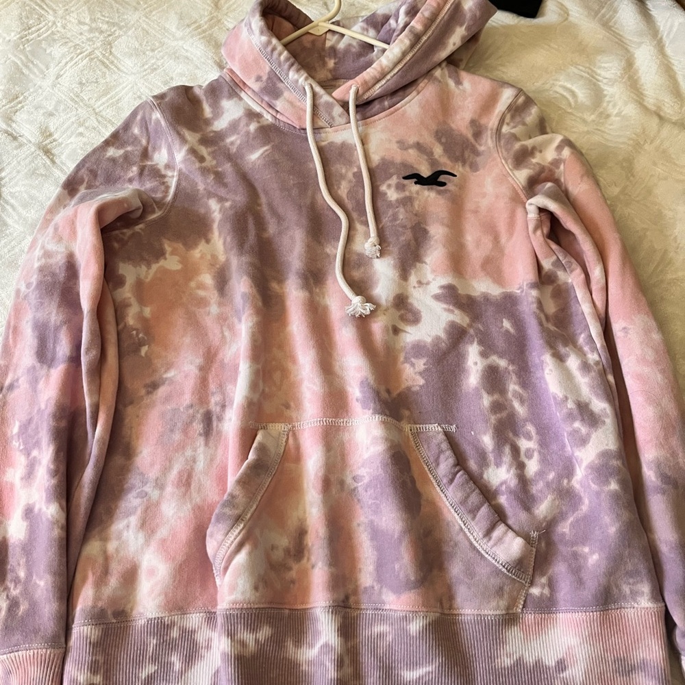 Hollister Pink and Purple Tie-Dye Hoodie